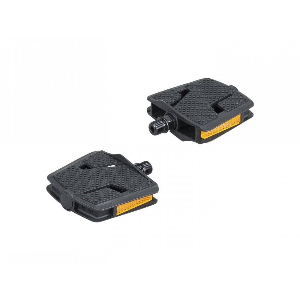 Trek kids' small flat platform pedals for children's bikes, durable bike components with non-slip surface.
