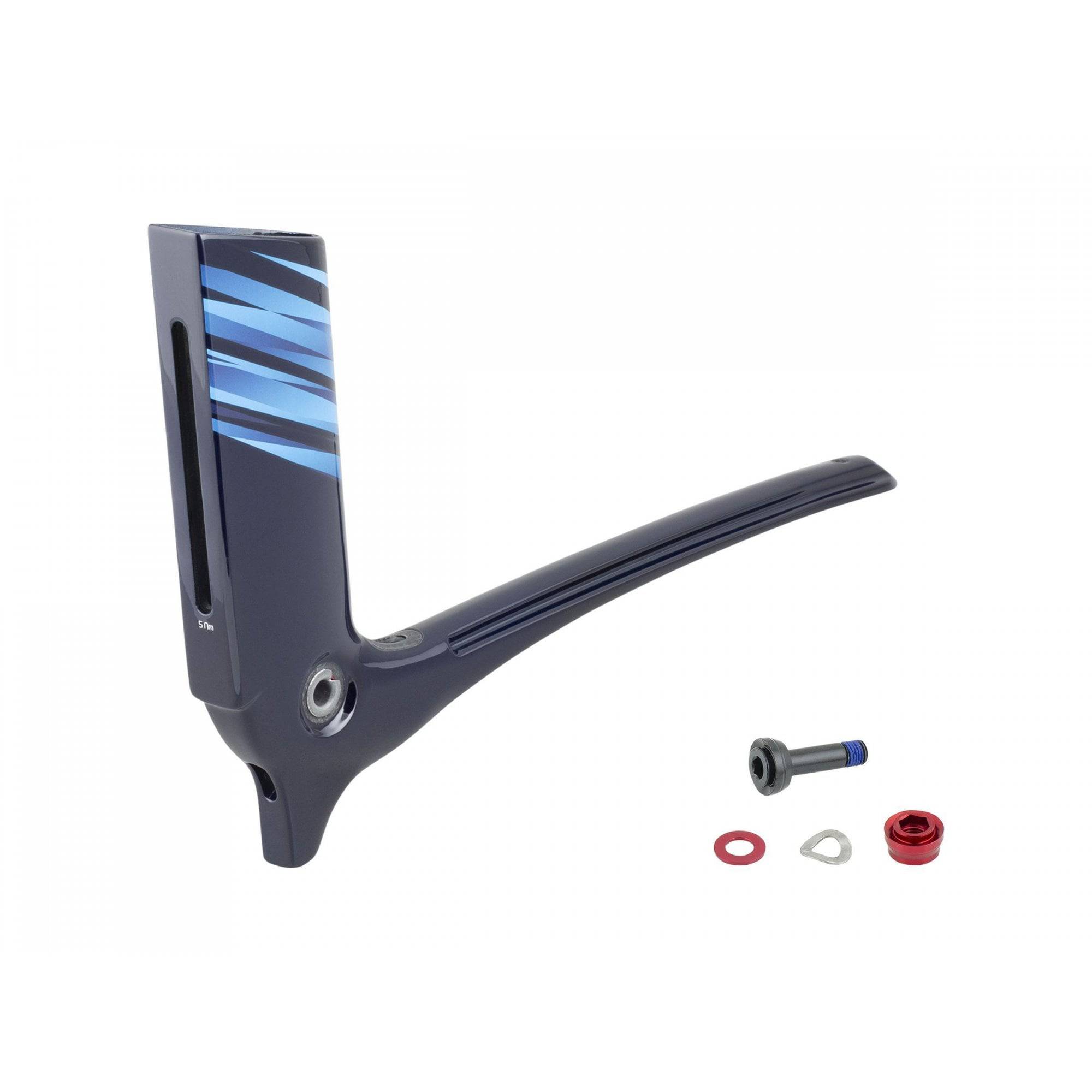 Trek Madone SLR painted seatmast seatpost in Viper Red and Navy Smoke, aerodynamic bike component for road cycling.
