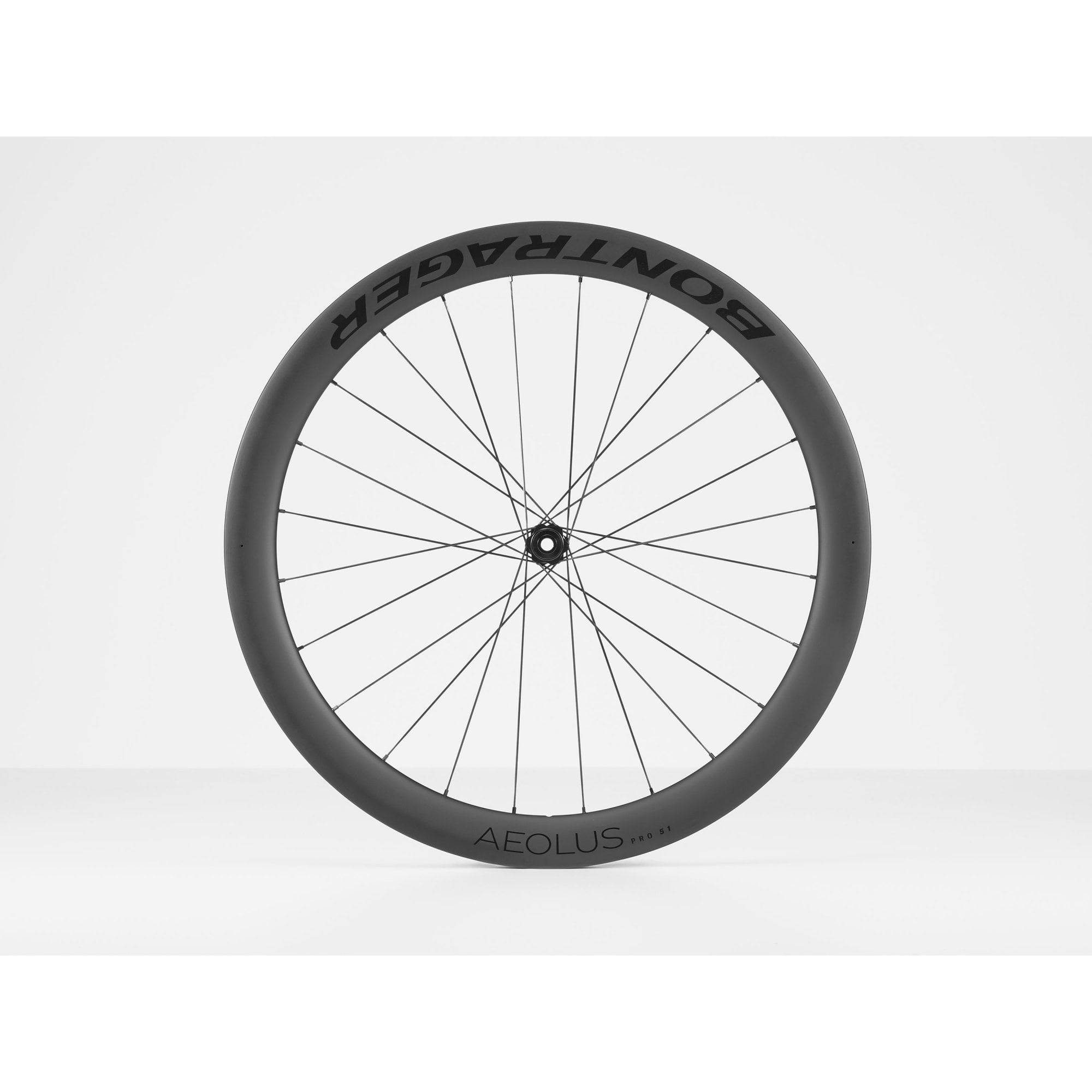 Bontrager Aeolus Pro 51 TLR disc road wheels with tubeless-ready carbon aero rims and aerodynamic design.