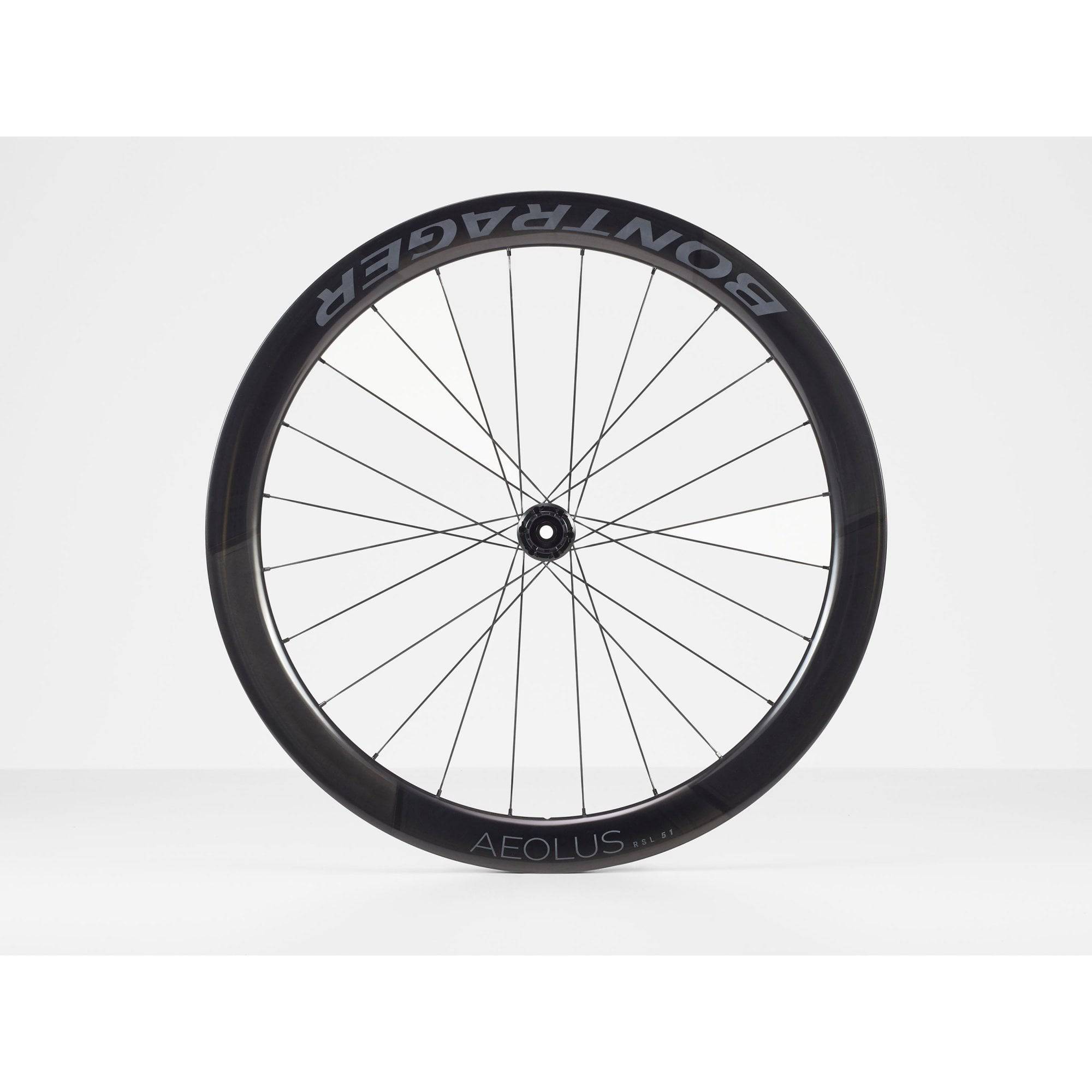 Bontrager Aeolus RSL 51 TLR disc road wheels with tubeless-ready carbon aero rims on a bike.