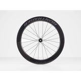 Bontrager Aeolus RSL 62 TLR disc road wheels with tubeless-ready carbon aero rims and aerodynamic spokes, suitable for high-performance cycling.