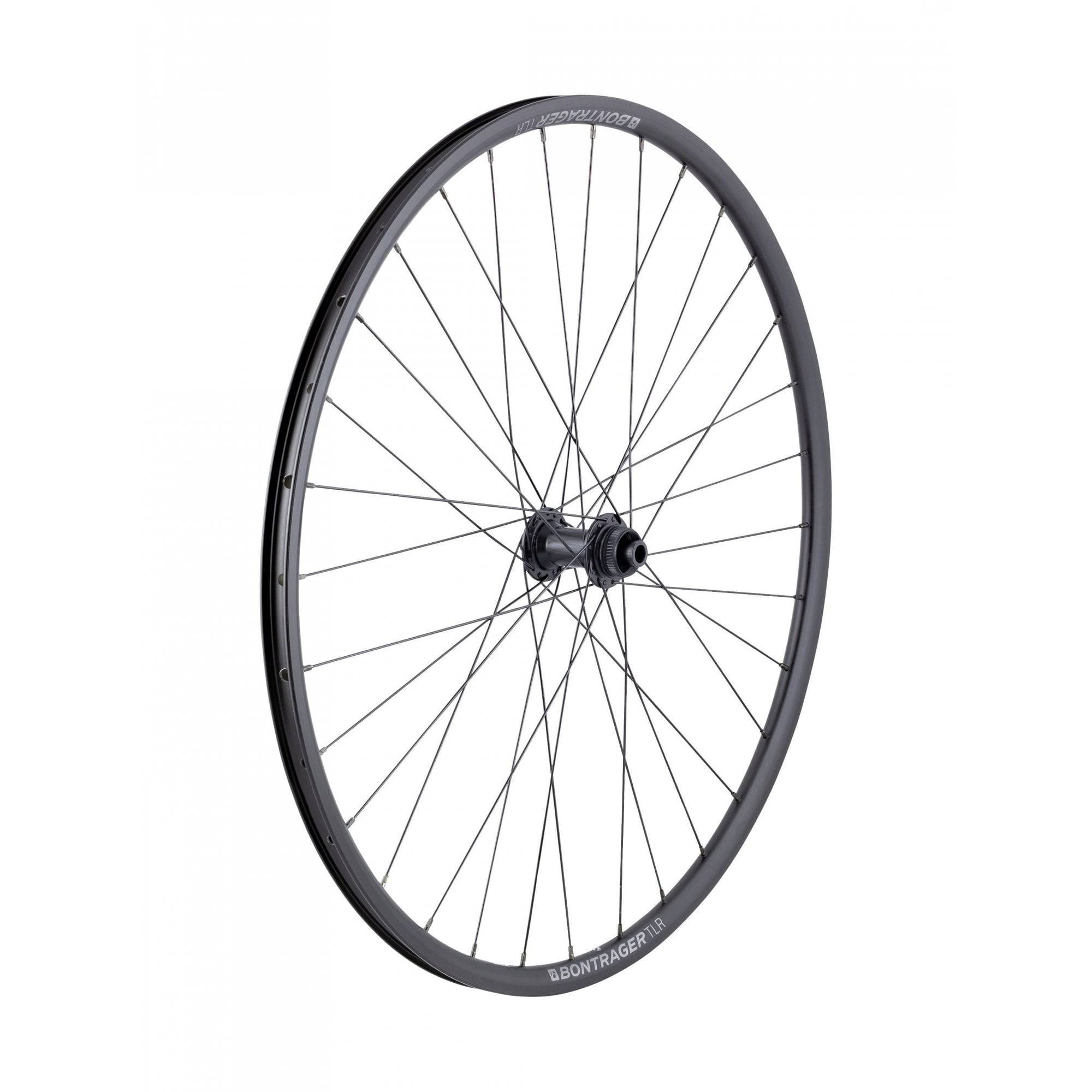 Bontrager Approved TLR Centerlock disc wheels for road bikes, 700c tubeless-ready, featuring sleek alloy rim and centerlock hub.