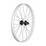Trek Kids 24-inch mountain bike wheels with 28 holes and 6-bolt disc brake compatibility, featuring black rims and silver spokes.