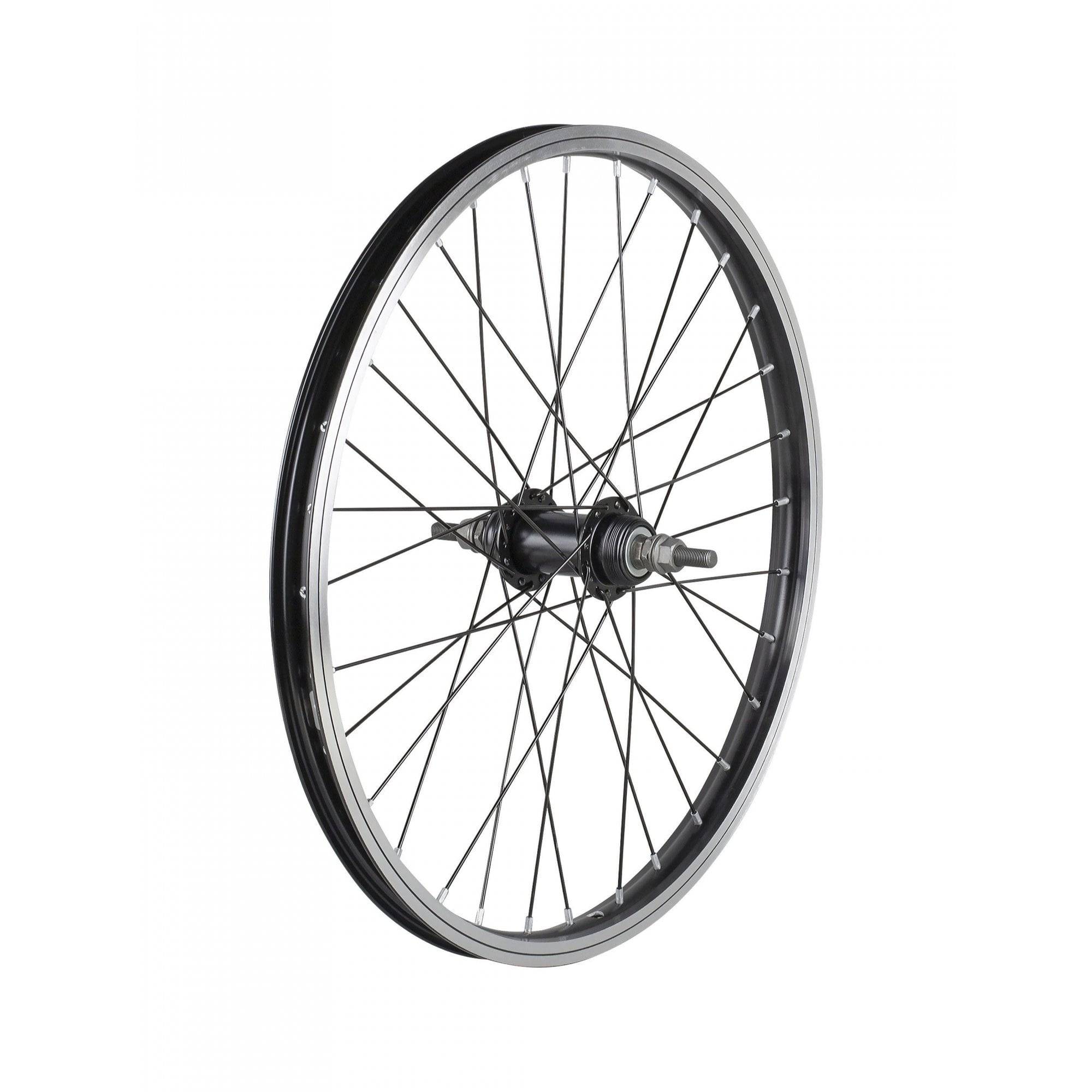 Trek Precaliber 20 MTB bike wheels, durable replacement upgrade components with black rims and spokes.