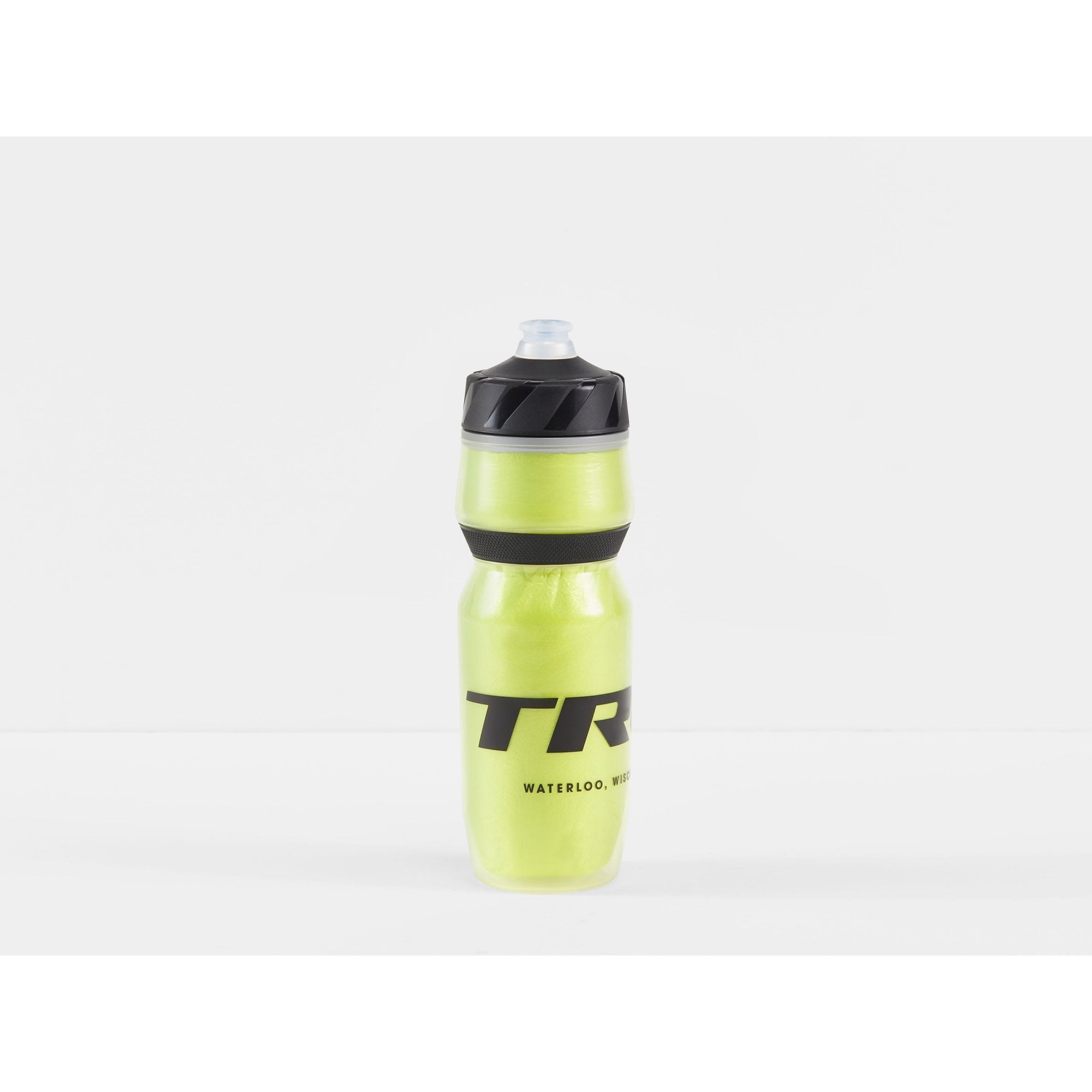 Trek Voda Ice insulated water bottle with leak-free flow top cap, durable accessories for cold beverages, black and silver design
