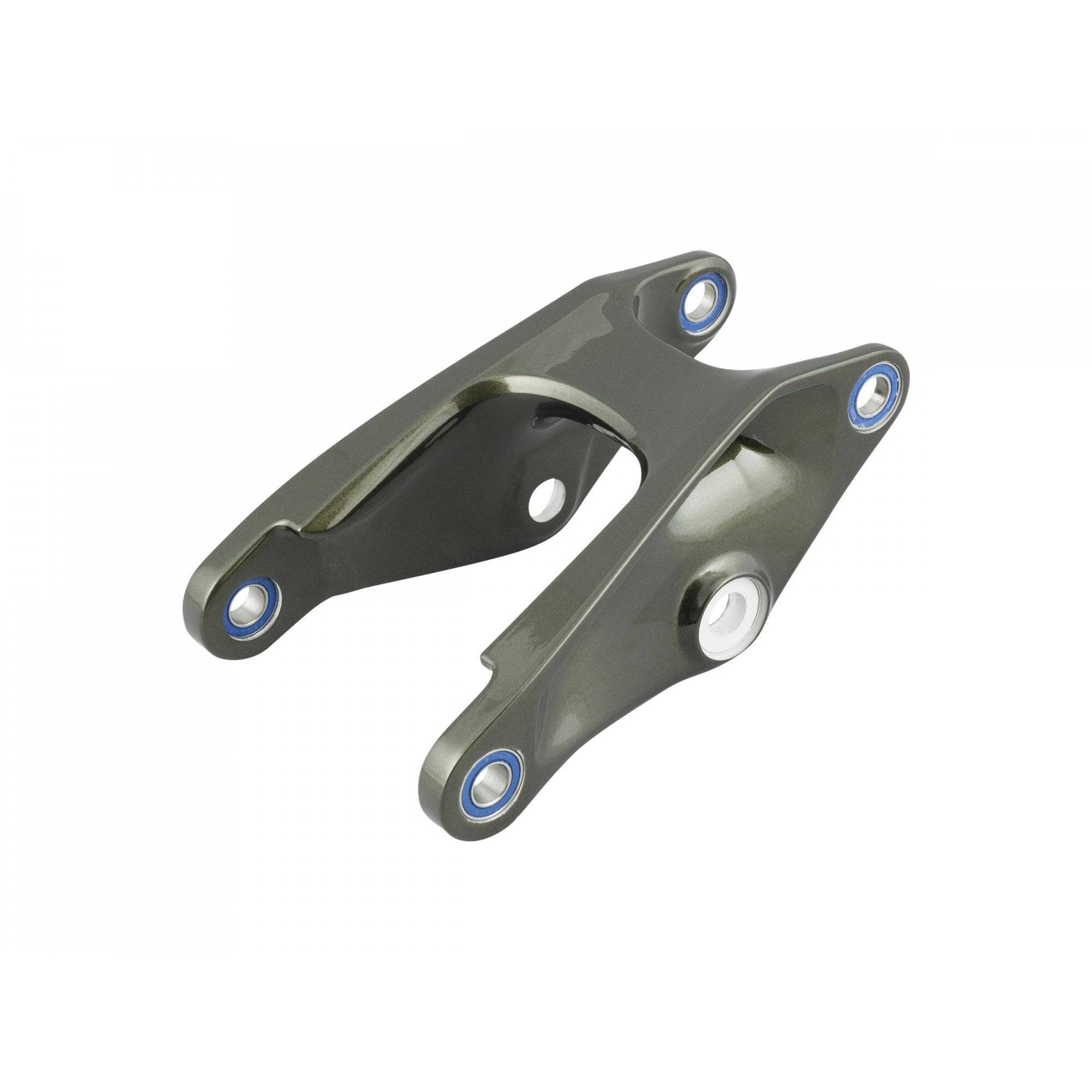 Trek Slash 29 frame linkage component for 2022 mountain bike suspension upgrade showing the black metal linkage part.