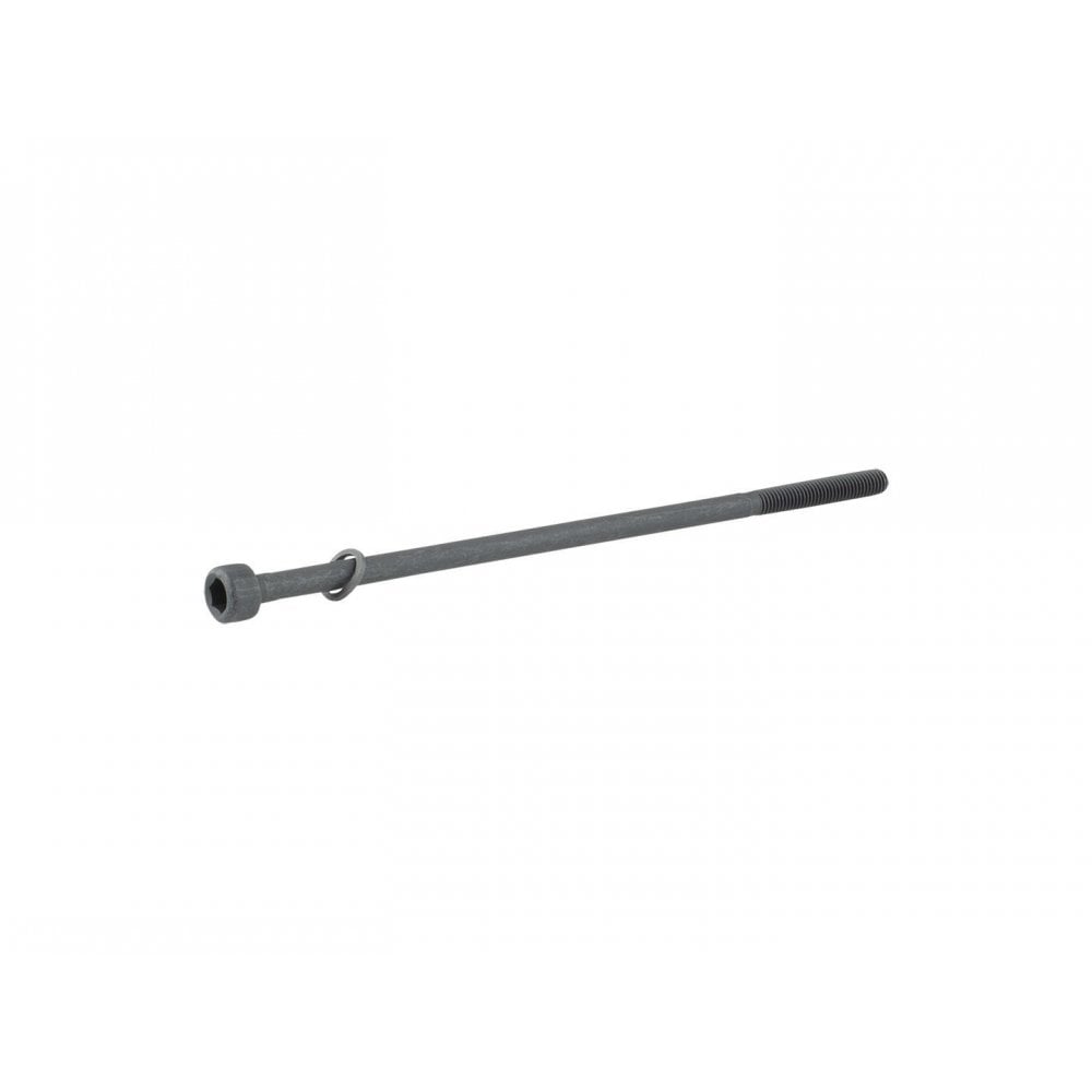 Trek black front thru-skewer for bike wheels, 134.5mm, durable bike component, easy to install and secure.