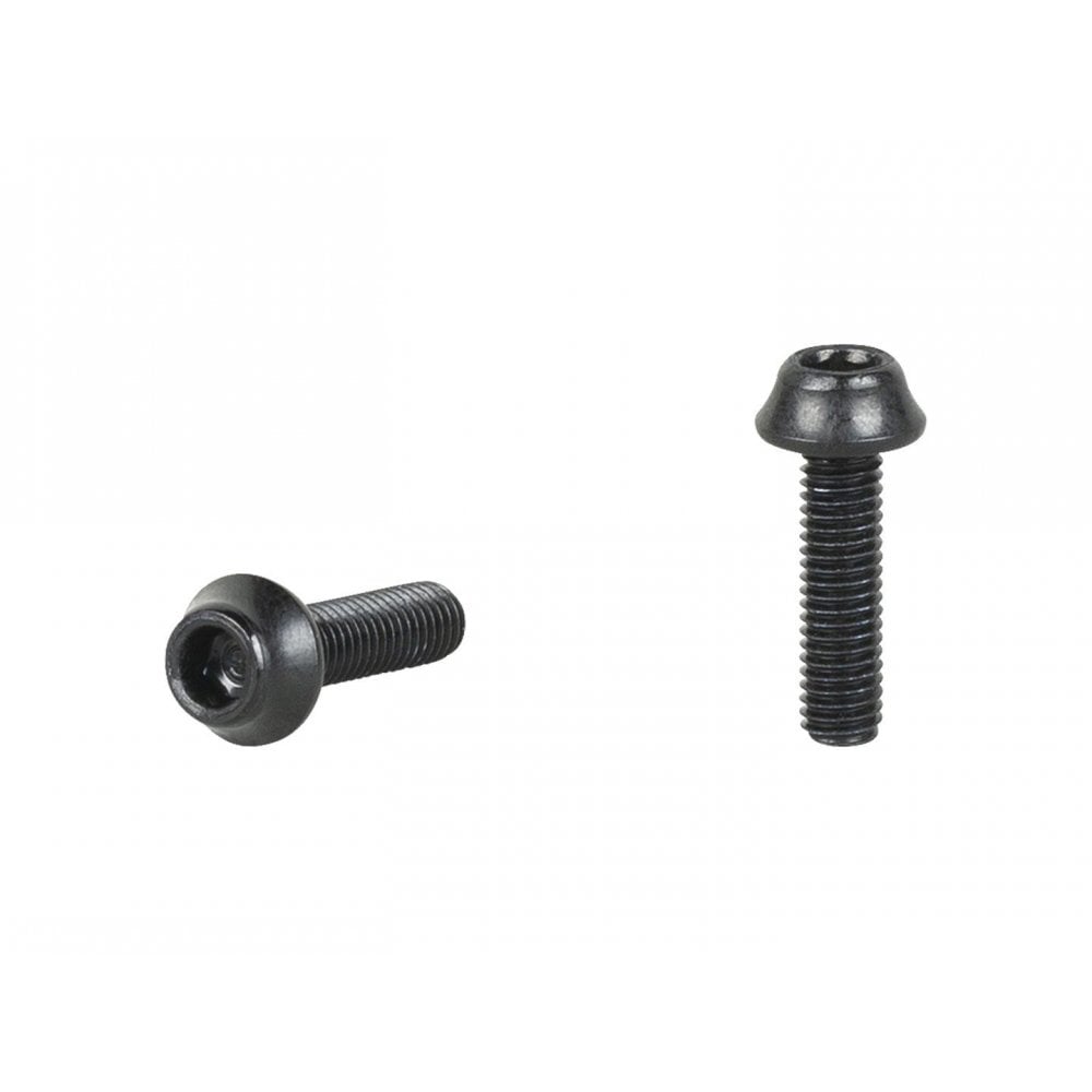 Trek water bottle bolt fasteners, M5x16mm, black anodized, two-pack, bike frame components for secure water bottle attachment.