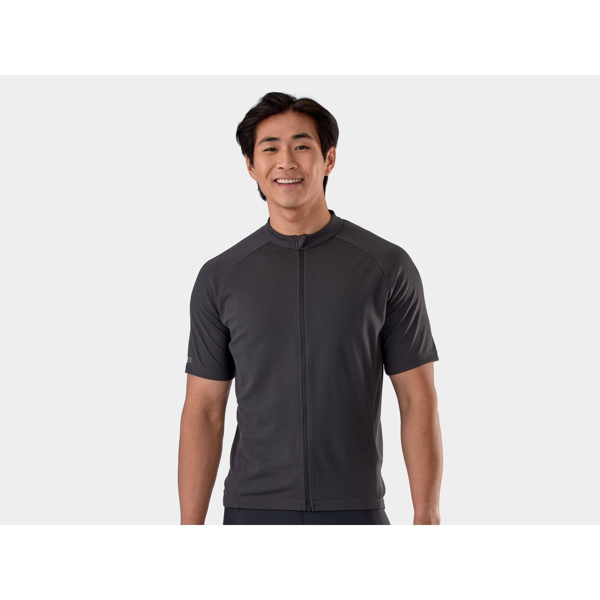 Trek Solstice unisex cycling jersey in breathable, sustainable fabric, featuring a fitted design and vibrant color accents.