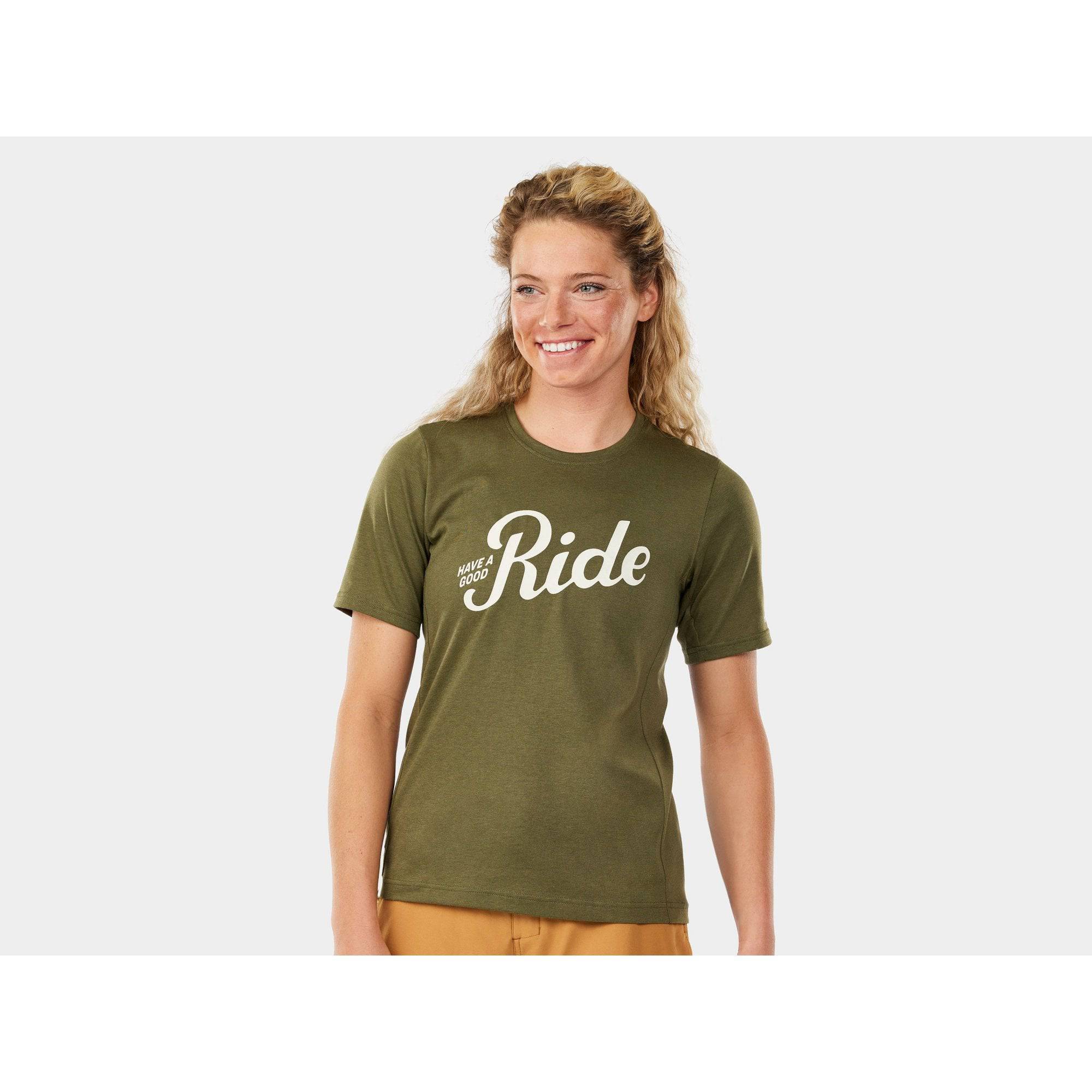 Trek Evoke women's mountain bike tech tee jersey, breathable cycling shirt, lightweight athletic apparel for women.