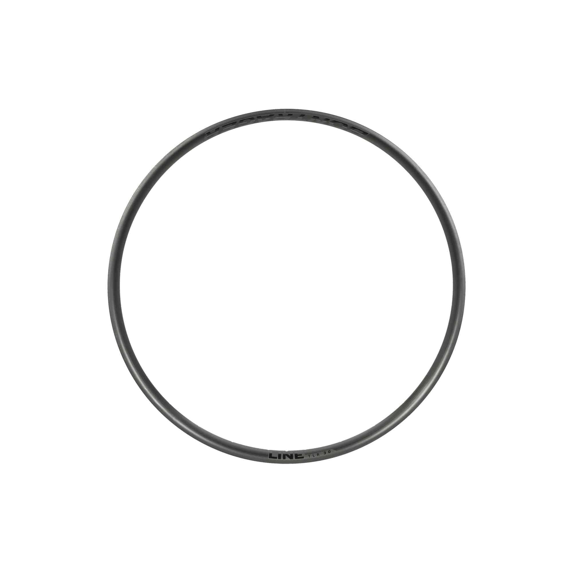 Bontrager Line TLR 30 27.5-inch MTB rim, tubeless-ready, durable performance, close-up of the black alloy mountain bike rim.
