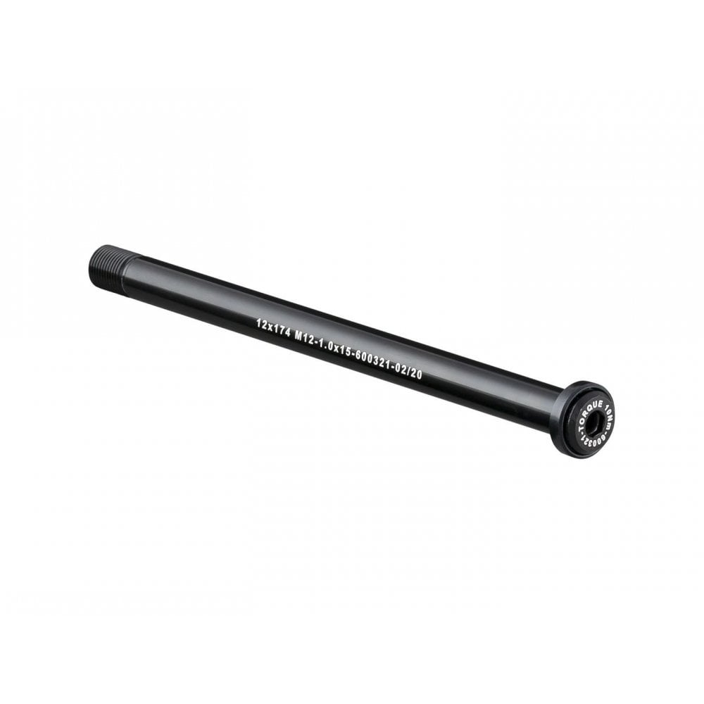 Bontrager Switch Lever Rear Thru-Axle in black, 184mm length, compatible with 6mm hex key, bicycle component for secure wheel attachment.