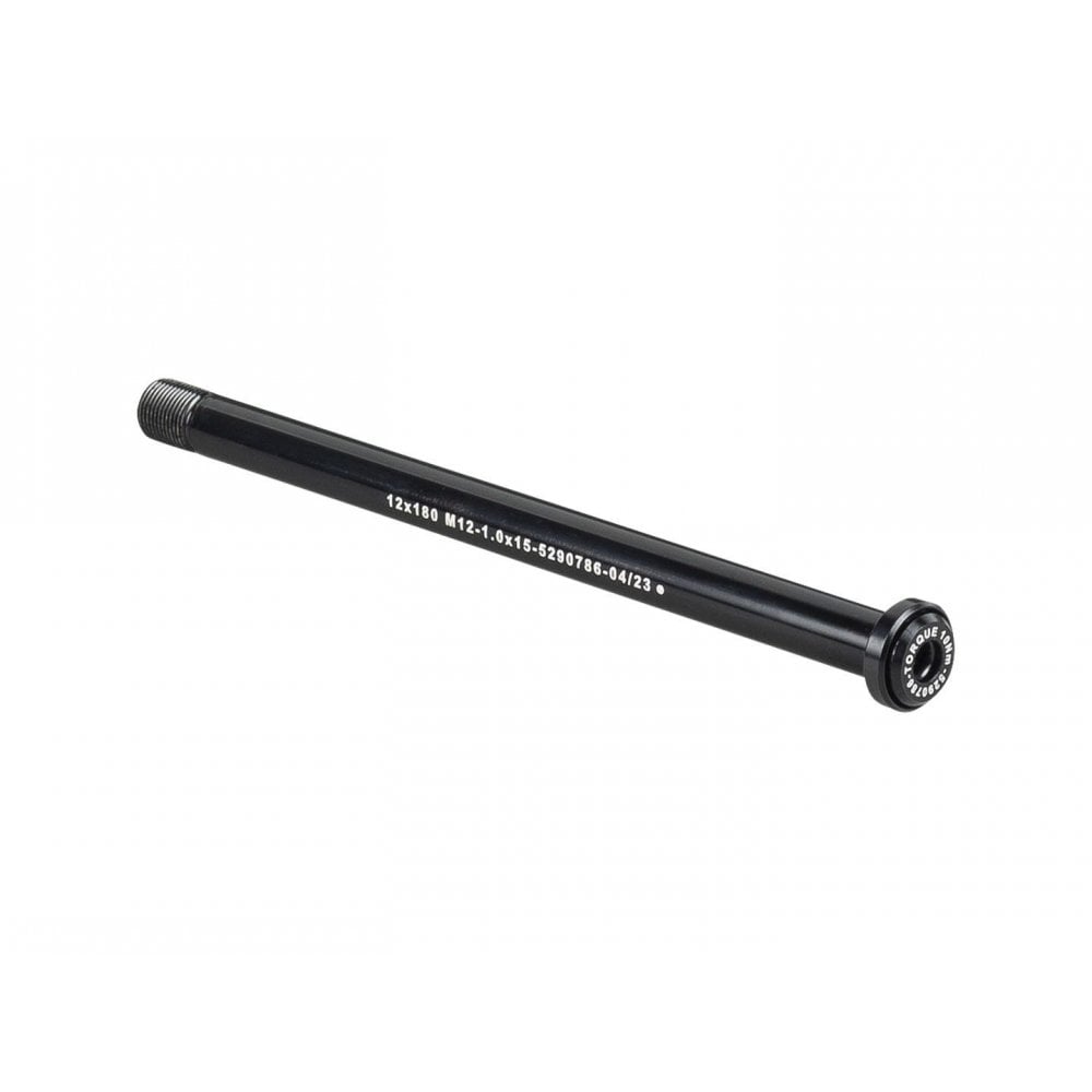 Black Bontrager Switch Lever Rear Thru-Axle 180.5mm with hex key for bike component installation.