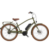 Electra Townie Go! 5i EQ step-over e-hybrid bike with Bosch motor and Shimano Nexus gears, featuring a sleek frame and modern design.