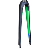 Trek 2018 Emonda SL 5 rim brake road bike forks in matte blue finish, lightweight carbon components for road cycling.