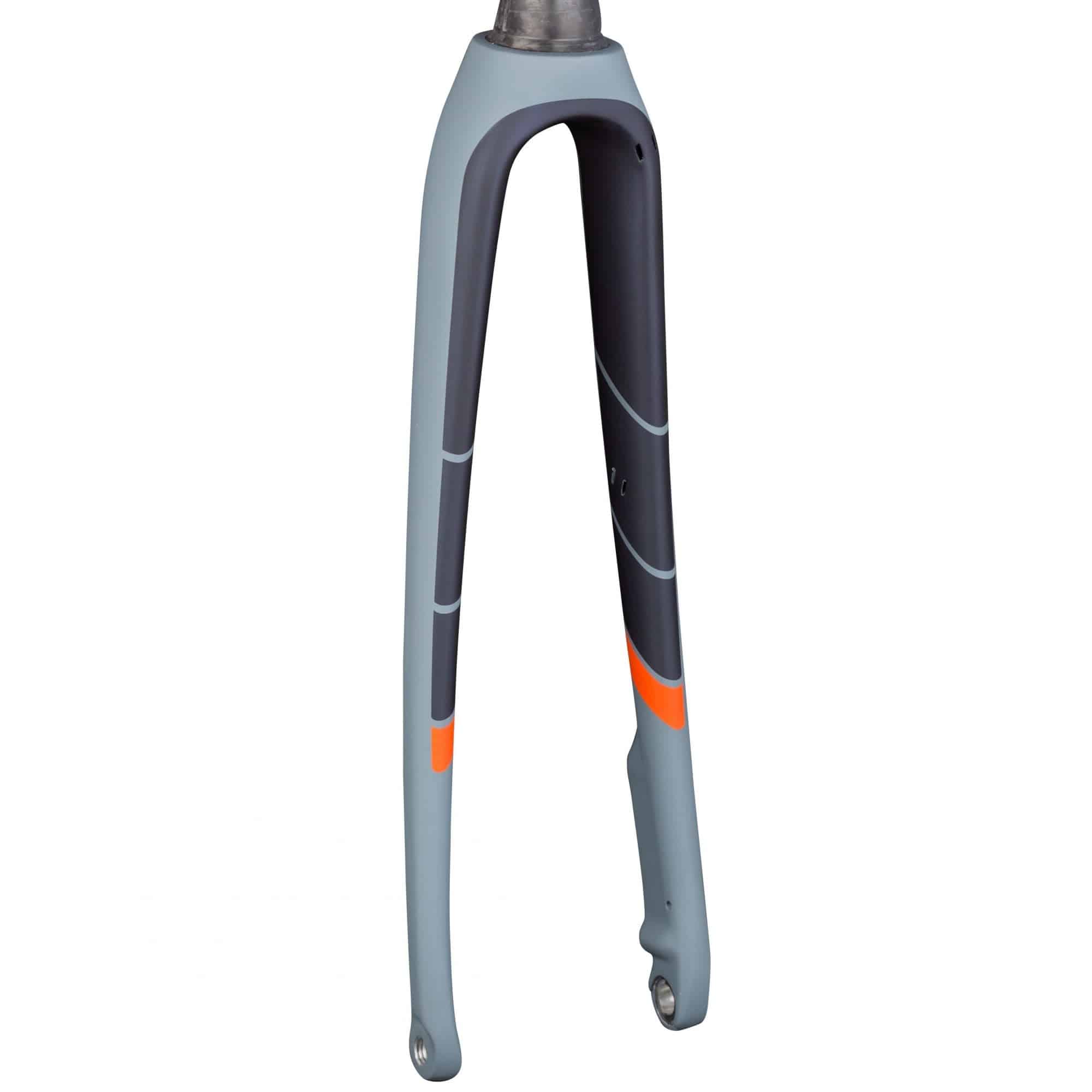 Trek Domane SL 8 700C road bike forks compatible with disc and rim brakes, black carbon fiber bike component.