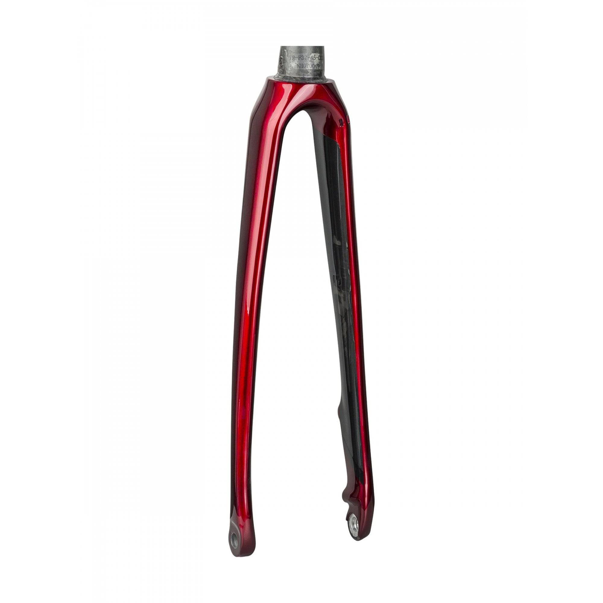 Trek Emonda SL 700C road bike disc brake forks, lightweight components for precise control and smooth braking performance.