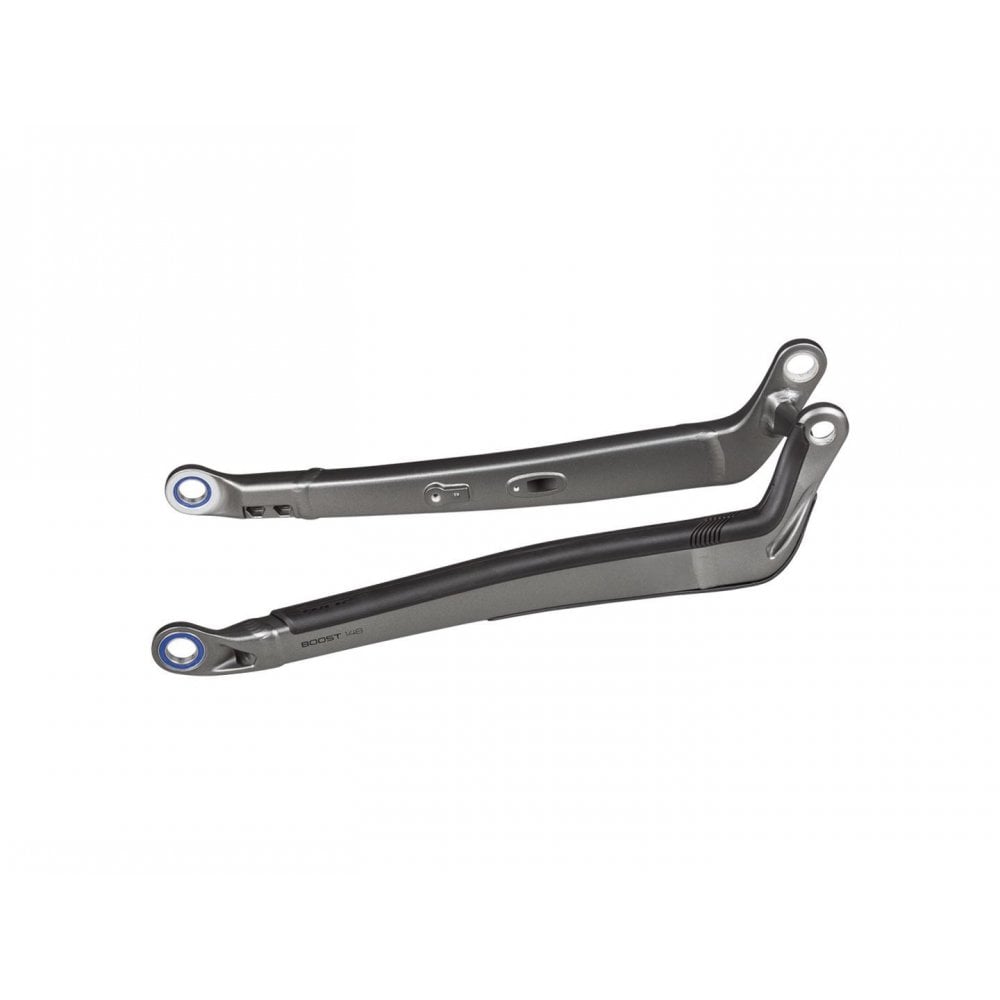 Trek Powerfly FS 2019 chainstay component for bike frame replacement, showcasing the durable metal part on a bicycle.