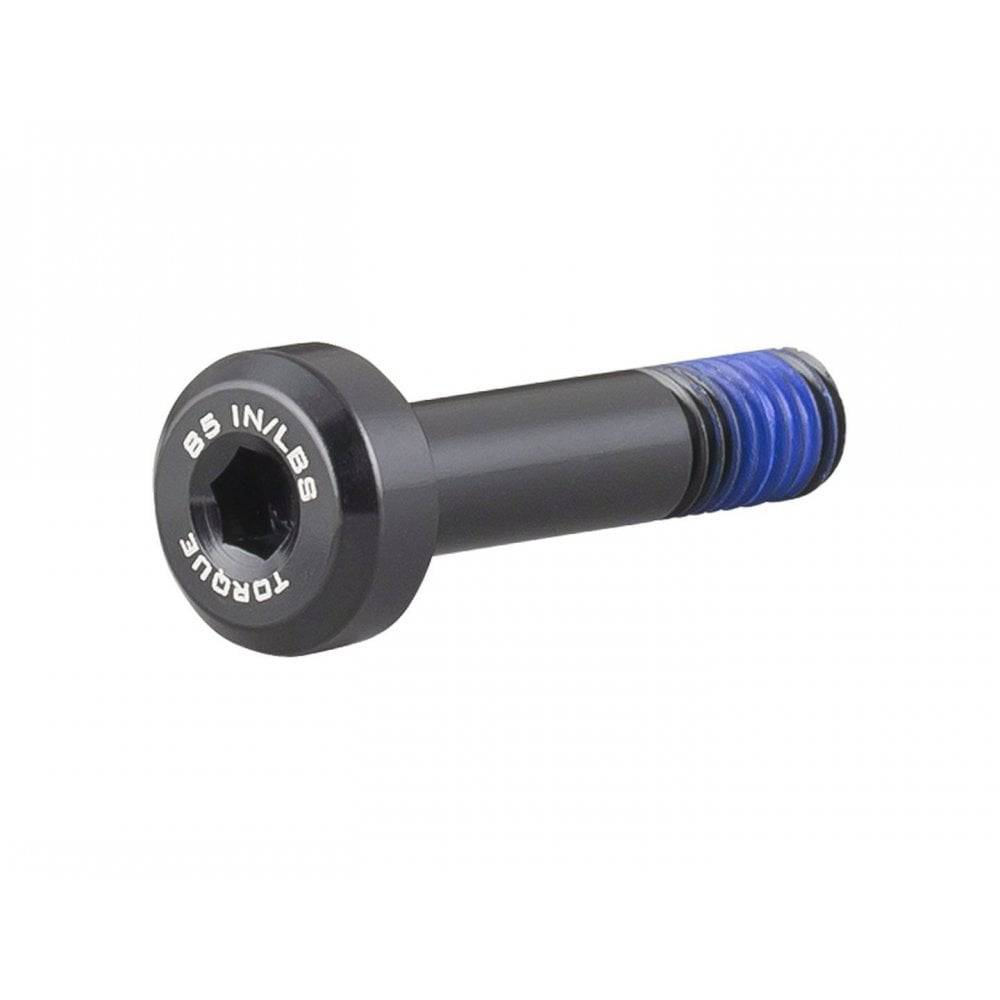 Trek aluminum shock mount fastener for full-suspension bike frame components, showing the metal fastener and mounting area.