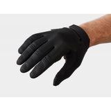 Trek Circuit unisex cycling gloves with full fingers and twin gel padding for comfort, shown in black with textured grip palms.