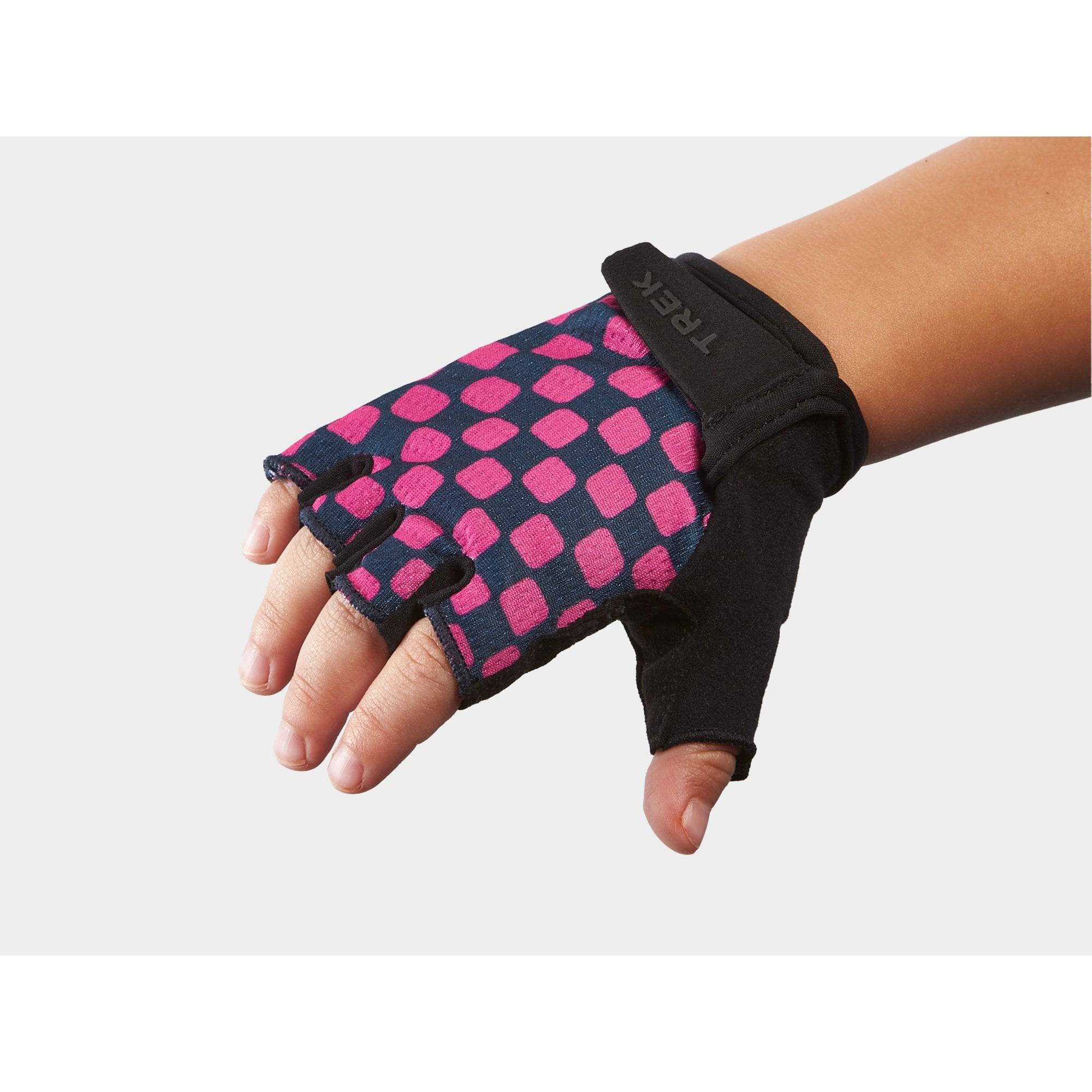 Trek Kids™ unisex bike gloves showing breathable fabric and durable design for children's cycling protection.