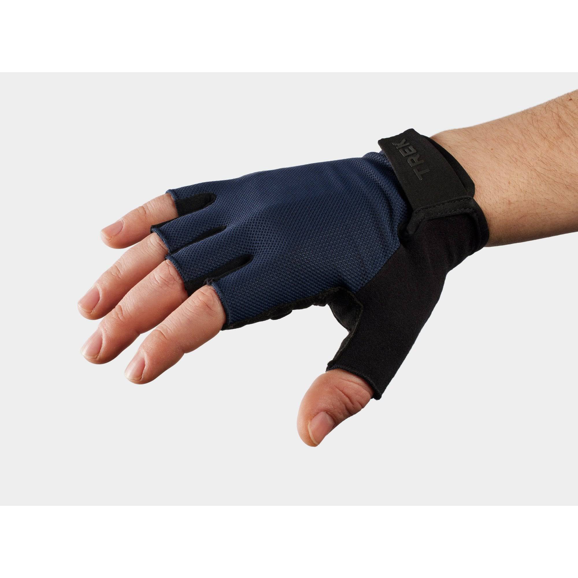 Trek Solstice Gel Padded Unisex Cycling Gloves showing padded palms and breathable fabric for comfort and grip during rides.