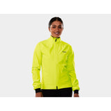 Trek Women's Waterproof Rain Cycling Jacket, lightweight and packable, shown in a natural outdoor setting.