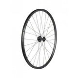 Bontrager Paradigm TLR Ride+ 700c front road wheel with disc brake, black, 28H spokes, no cassette installed.