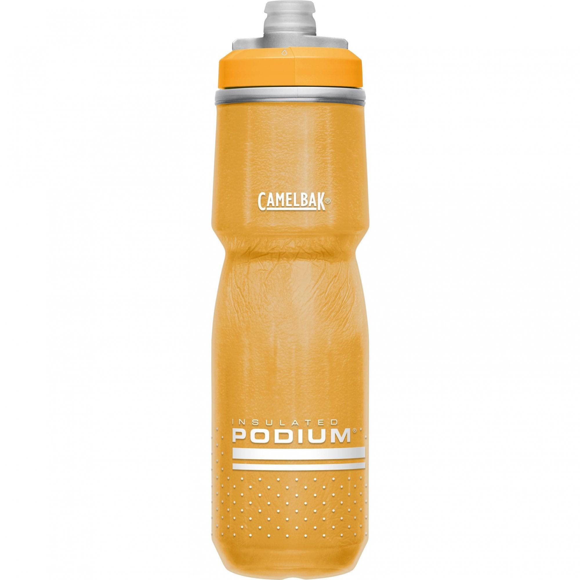 CamelBak Podium Chill insulated 700ml cycling water bottle with a sleek design and spill-proof nozzle for cold hydration.