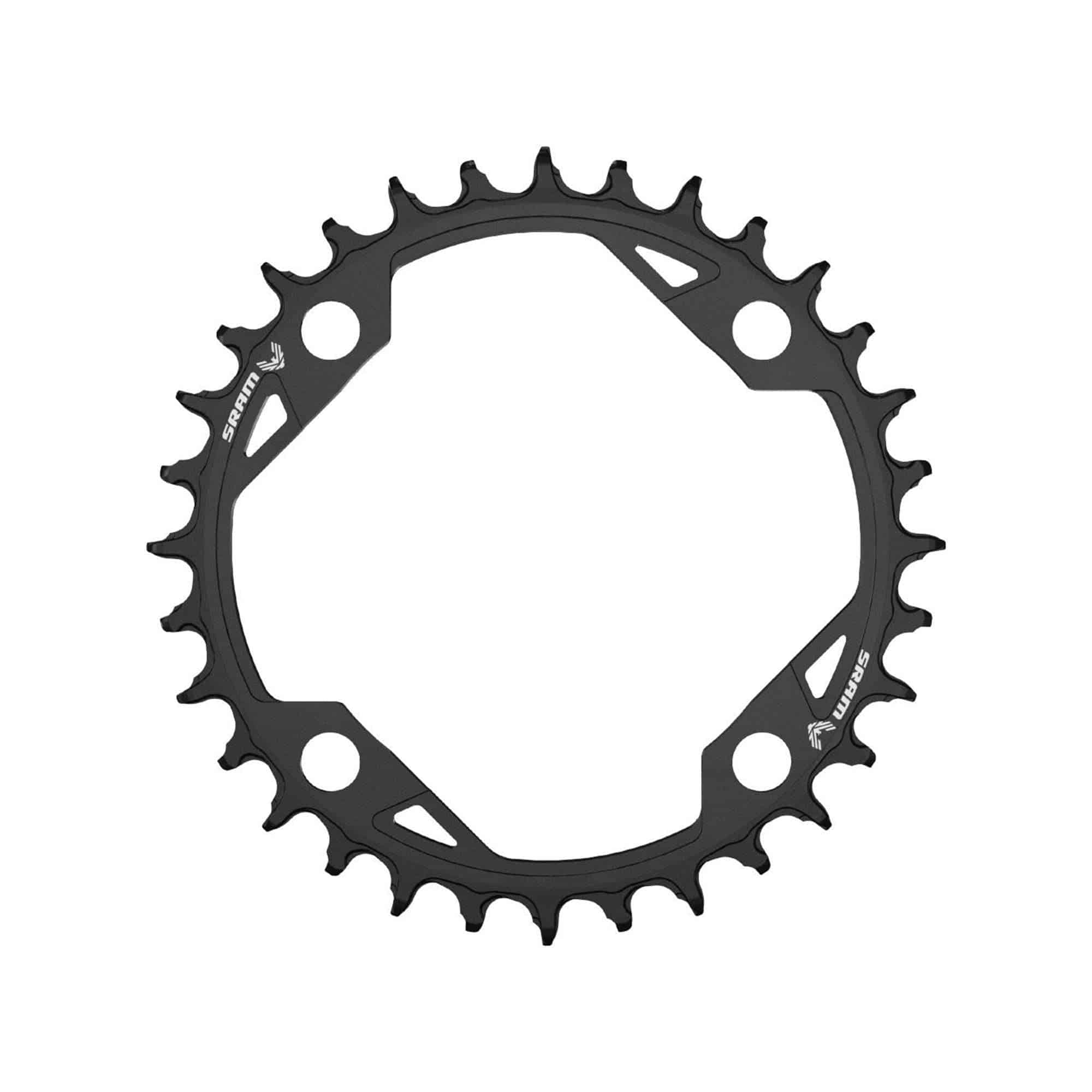 SRAM T-TYPE 104 BCD 32T black aluminum chainring for eMTB with Eagle Tech, designed for high-performance cycling components.
