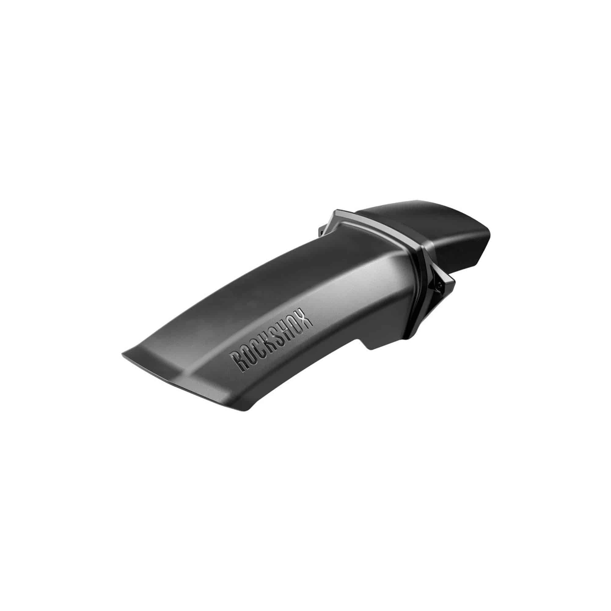 Black RockShox MTB fender short with 2 bolt mount for SID 35mm forks, model V3, suitable for C1+ 2021+ mountain bikes.
