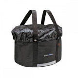 Rixen-Kaul Shopper Plus 24L handlebar bag in black with rain cover and reflector, designed for cycling accessories.