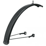 SKS Racks Infinity universal front mudguard for 27.5-29 inch wheels with ESC safety system, shown mounted on a bicycle.