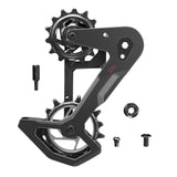 SRAM Eagle AXS Carbon T-Type rear derailleur cage kit with pulleys and Hex3 tool, lightweight component for bike shifting.