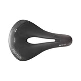 Selle Italia ST7 Superflow commuter saddle in black with Hi-Viz reflective inserts, designed for comfortable city biking.