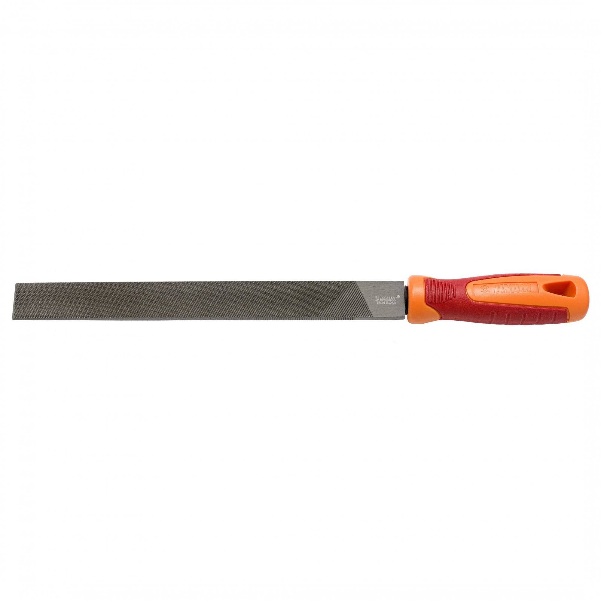 UNIOR coarse flat metal file with handle for woodworking and metalworking, 200mm durable workshop tool