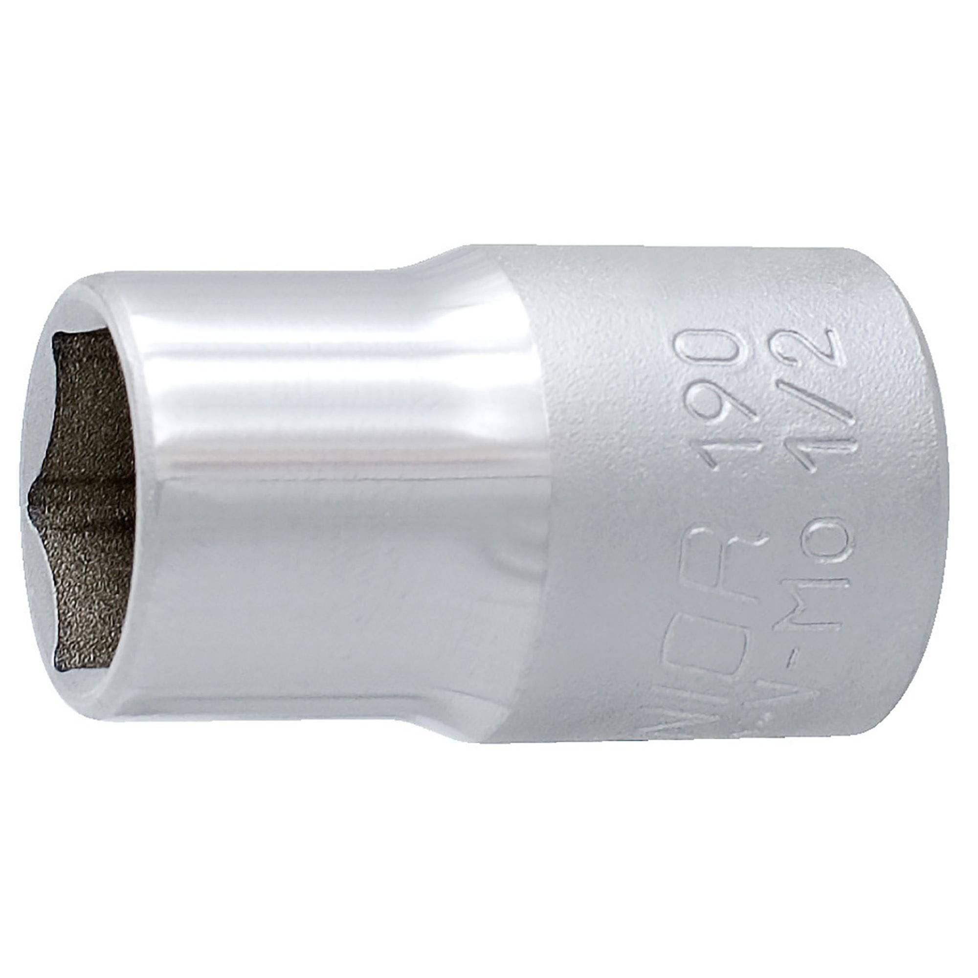 UNIOR 1/2 inch socket tool made of durable chrome vanadium steel, suitable for workshop use, ISO certified.