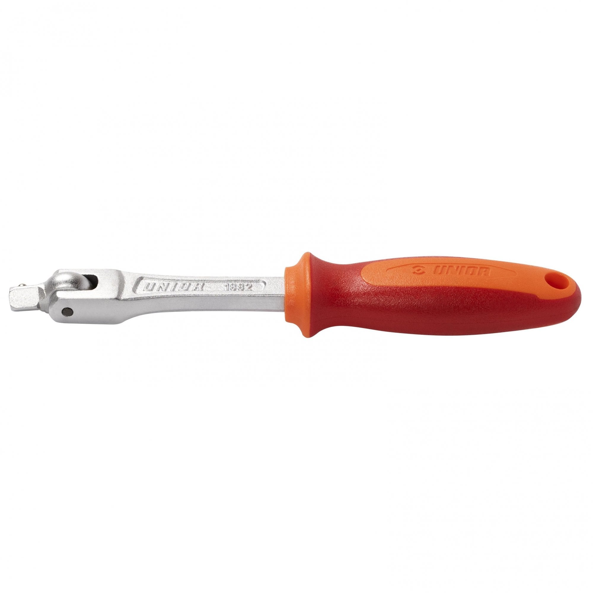UNIOR 1/4" swivel handle workshop tool with ergonomic grip and chrome finish, ideal for precision tasks.