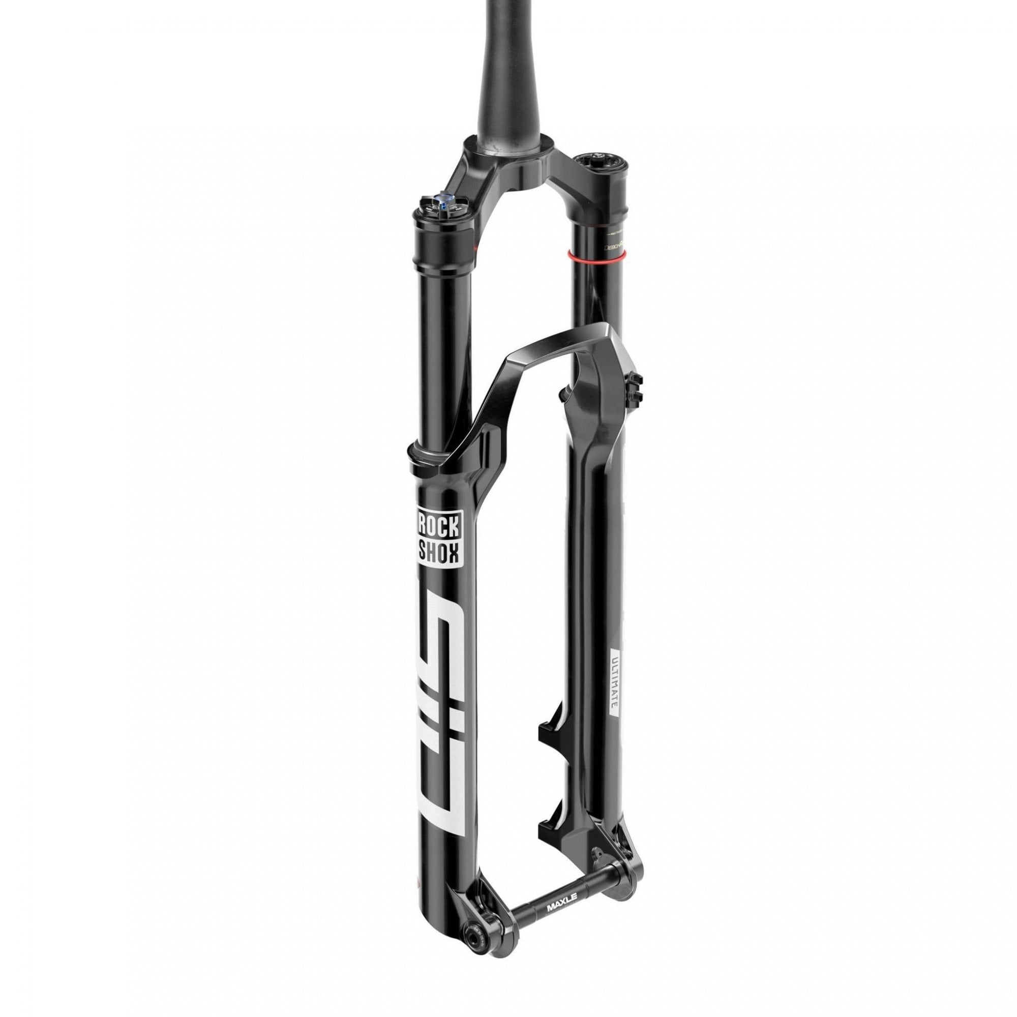 Rock Shox 3P Remote D1 Forks with Maxle Stealth, ziptie fender, and star nut for mountain bike suspension components.