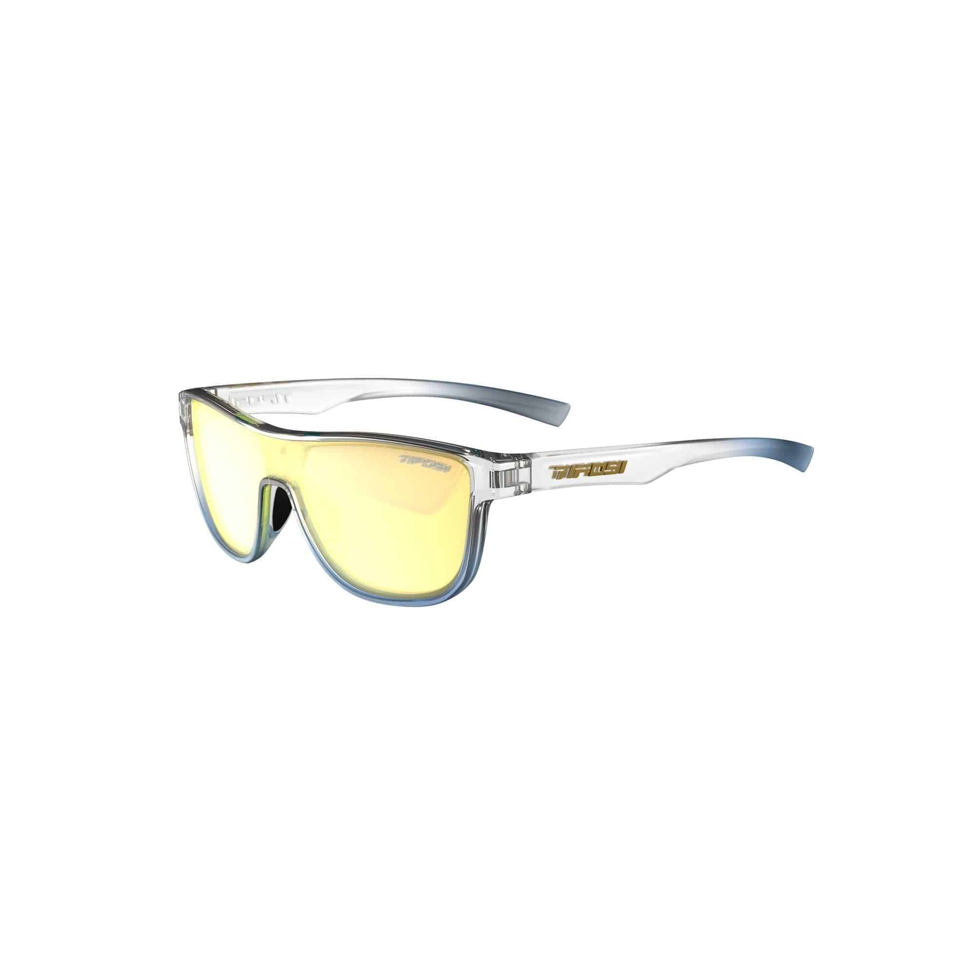 Tifosi Sizzle single lens sunglasses with UV protection and anti-bounce fit, showcasing sleek design and sporty style.