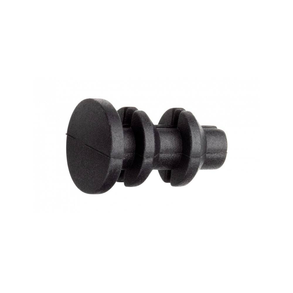 Jagwire black frame plug refill bag with 10 closed-type round ports, fits 5.7-6mm bike frame openings.