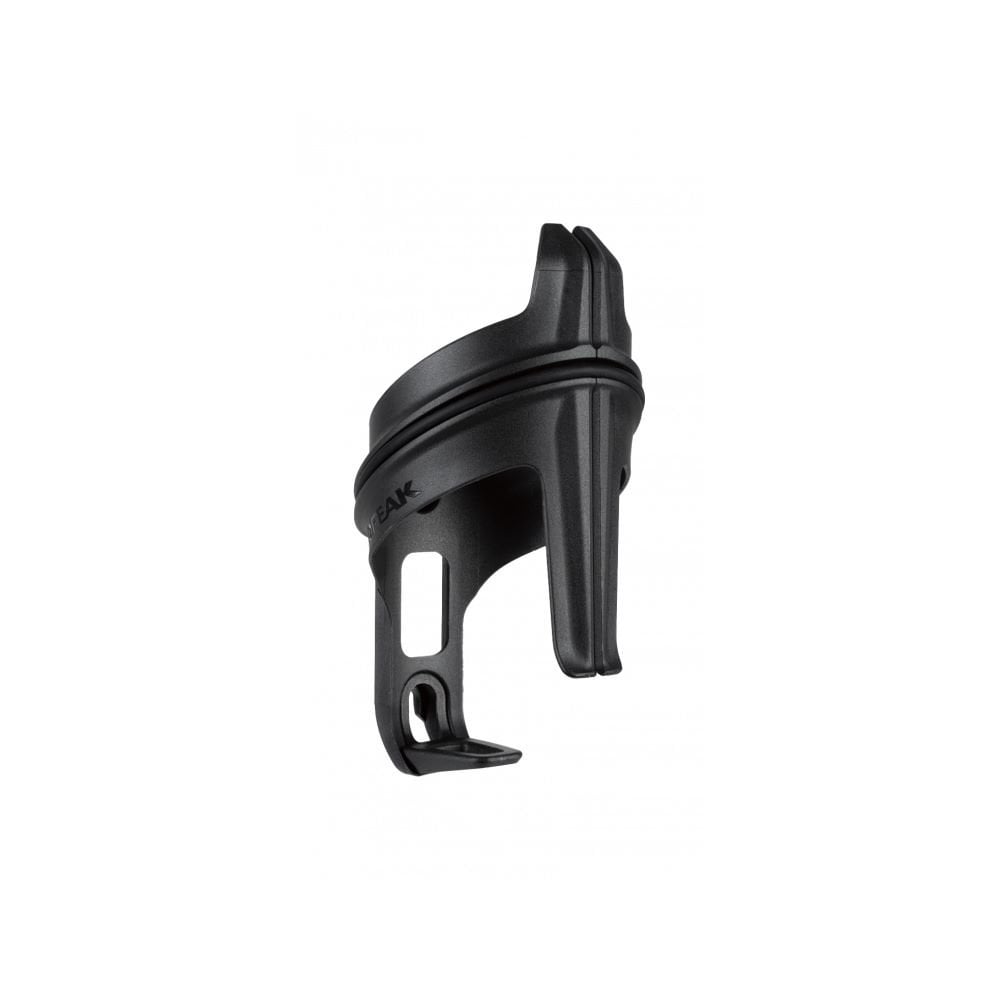 Topeak Tri Cage 2 black bike water bottle cage attached to saddle carrier, lightweight cycling accessories for hydration.