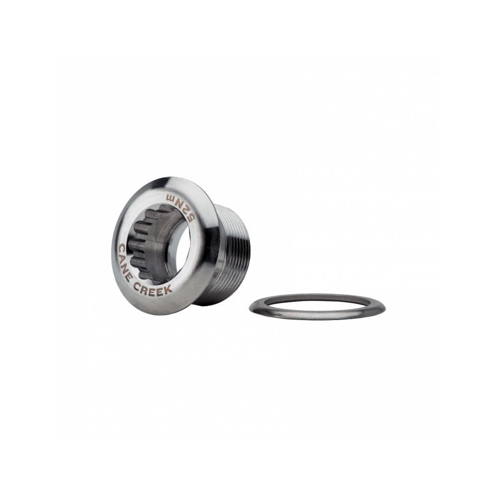Cane Creek eeWings spindle bolt kit with washer, 3-bolt, 14mm hex key, silver bicycle component hardware for cranksets.