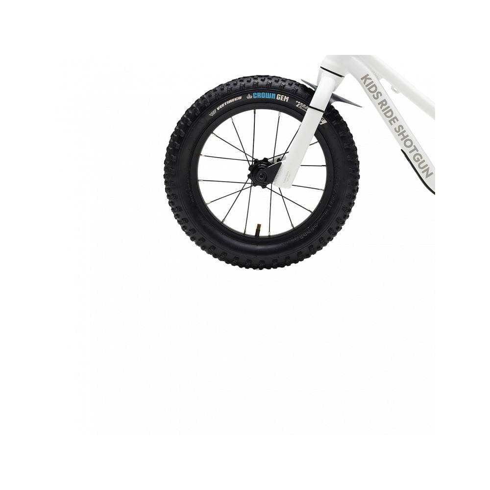 Kids Ride Shotgun Dirt Hero 14-inch wheel kit with Vee Crown Gem tires, disc brake mount, in black for kids' bike accessories.