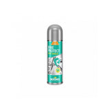 Motorex Bike Protect Bio Spray 300ml in a workshop setting, used for anti-corrosion bike care and protection.
