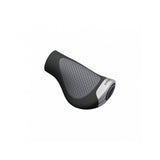 Ergon GP1 Evo single twistshift grips in black and grey with aluminium clamp for Nexus Rohloff bikes, close-up view.