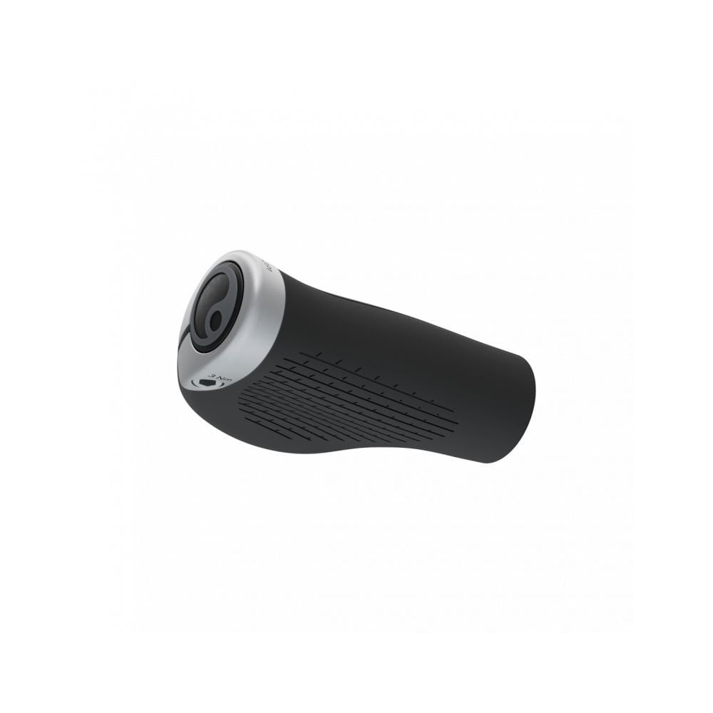 Ergon GP1 Evo single twistshift grips in black and grey with aluminium clamp for Nexus and Rohloff bike gearing components.