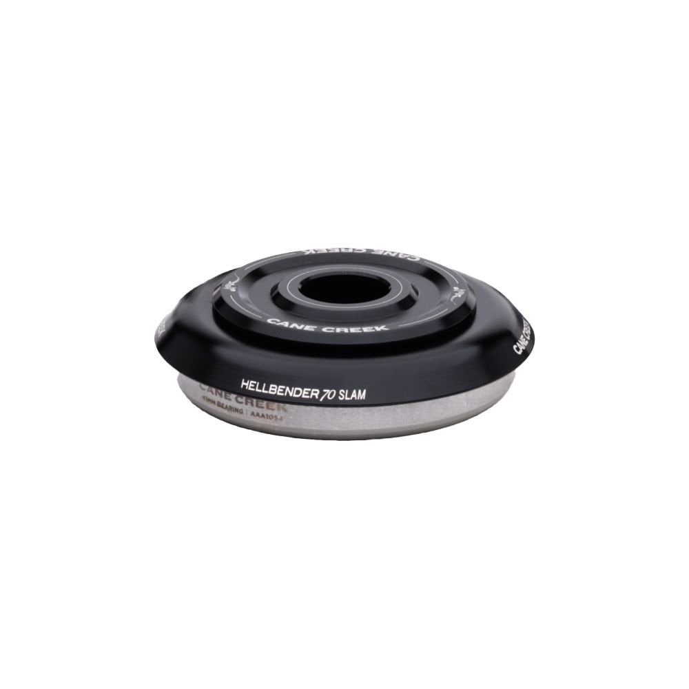 Cane Creek Hellbender 70 Slam IS42 4.6mm upper headset component in black for bicycle handlebar assembly.