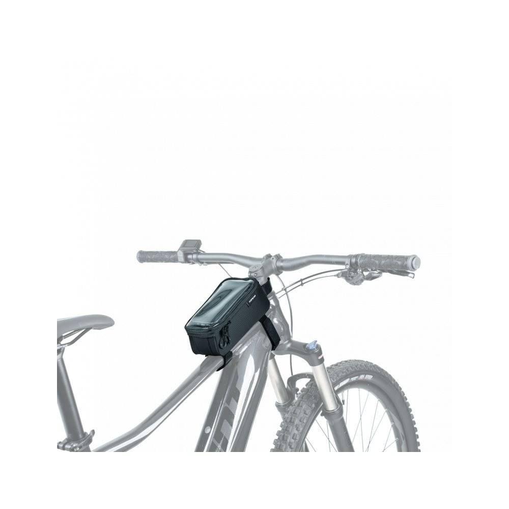Topeak Bento Pack black top tube bike bag with phone case and organizer, designed for cycling accessories storage.