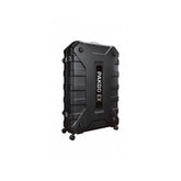 Topeak Pakgo EX bike transport case in black with multi-directional wheels, designed for secure bike travel and storage.